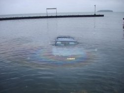 Submerged minivan...