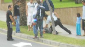 On-lookers Rugby tackle assailant